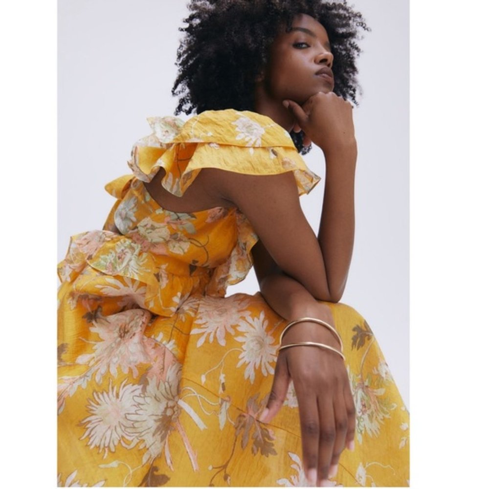 H&M Lyocell-blend Maxi Ruffled Dress